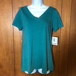 LuLaRoe acid-wash teal Christy Tee XS NWT
